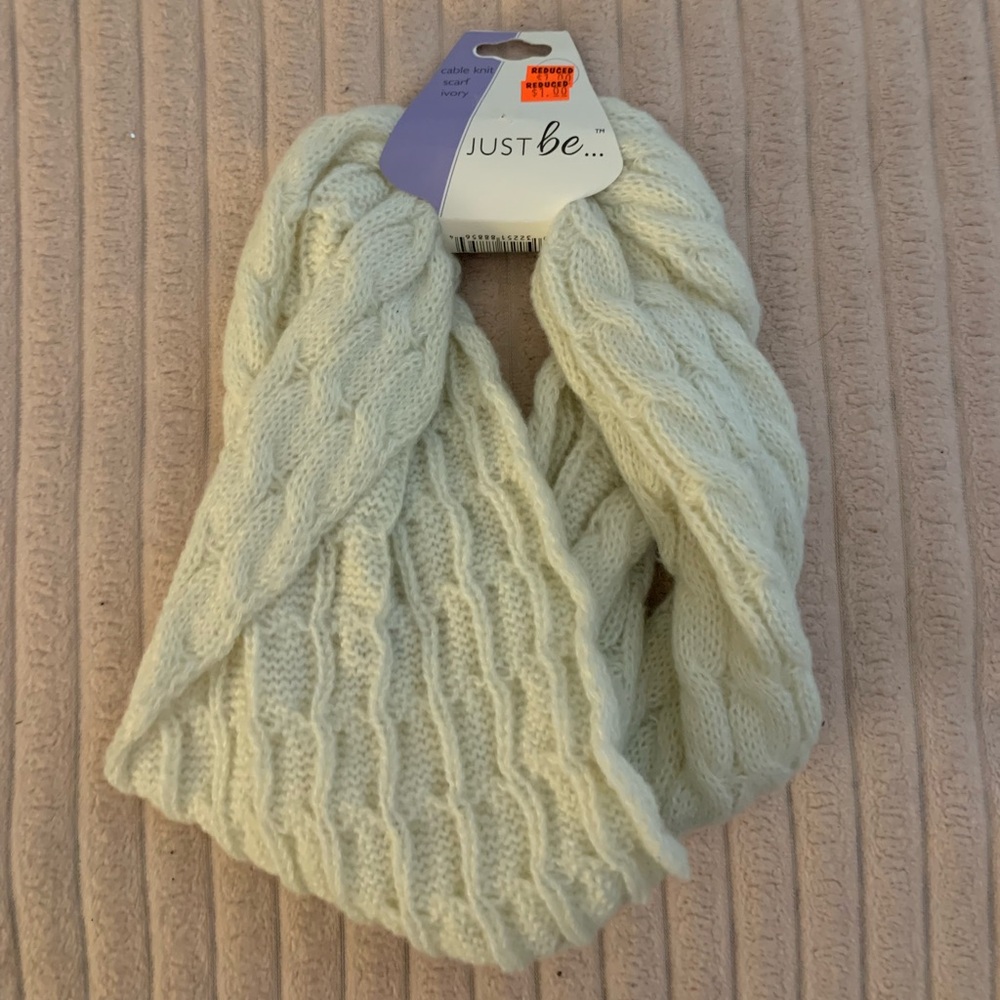 Just Be Ivory Cable Knit Scarf